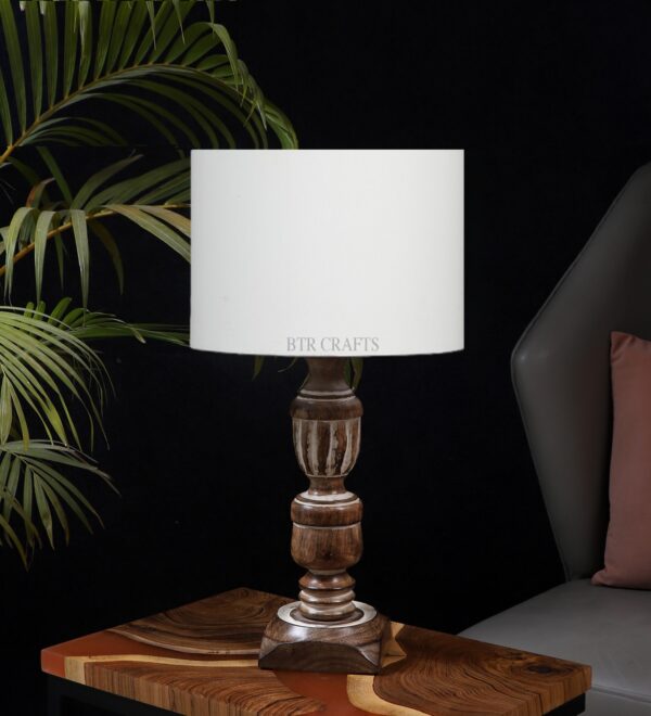 Rustic Wooden Table Lamp Suitable For Bedroom Office And Living Room, Pack Of 1(Complete Set) - Image 2