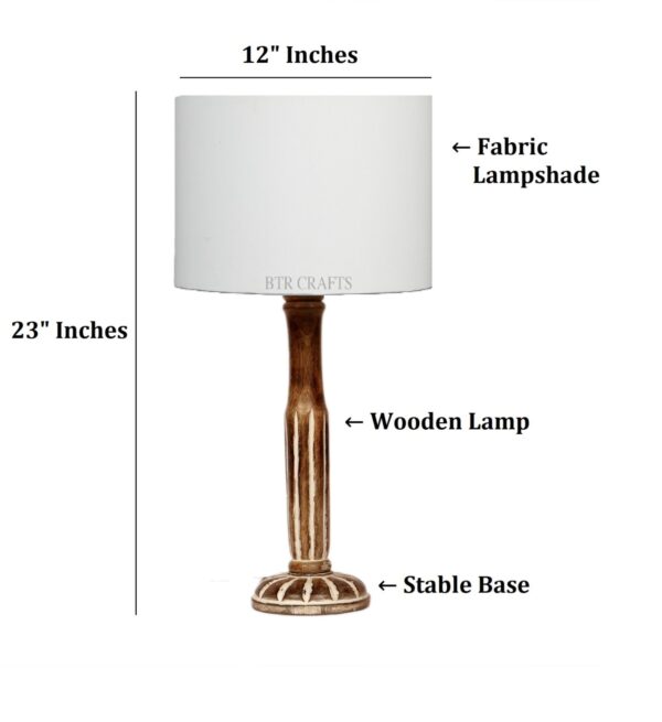 Vintage Wooden Table Lamp Suitable For Bedroom Office And Living Room, Pack Of 1(Complete Set) - Image 4