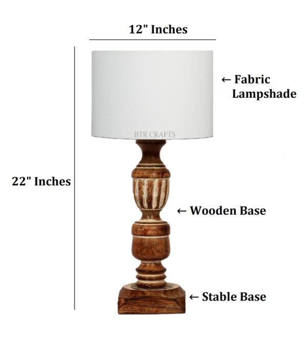 Rustic Wooden Table Lamp Suitable For Bedroom Office And Living Room, Pack Of 1(Complete Set) - Image 4
