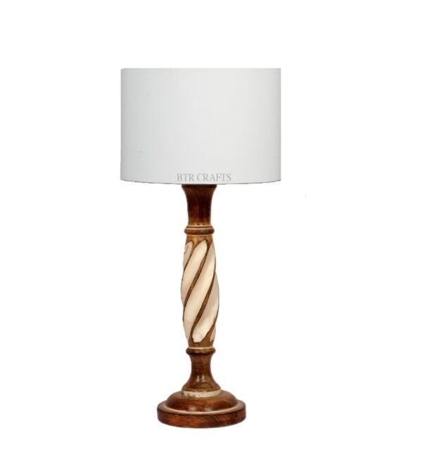 Twister Wooden Table Lamp, Side Table lamp for Bedroom, Night Table lamp Complete Set-(White) - Image 4
