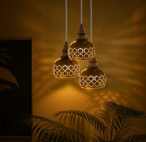 Golden Hanging/Pendant Light with White Layer, Ceiling Light for Restaurant, Hotels, Cafe & Home Decor