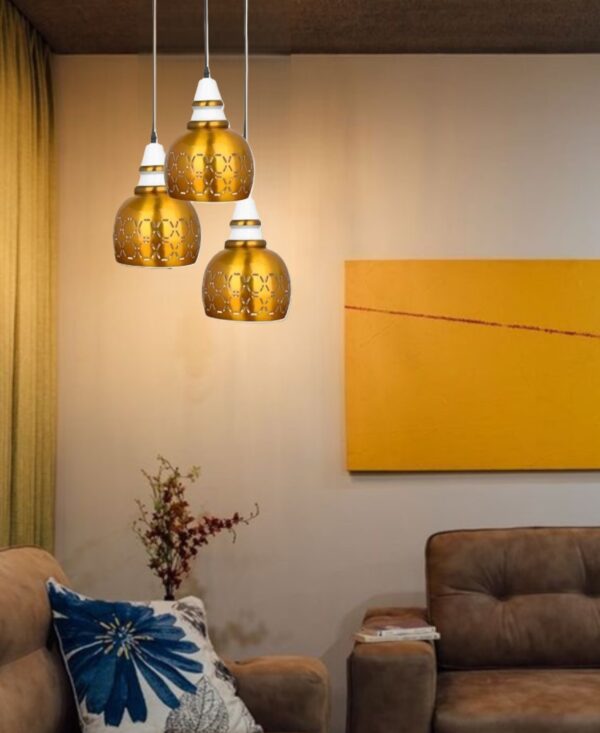 Golden Hanging/Pendant Light with White Layer, Ceiling Light for Restaurant, Hotels, Cafe & Home Decor - Image 3