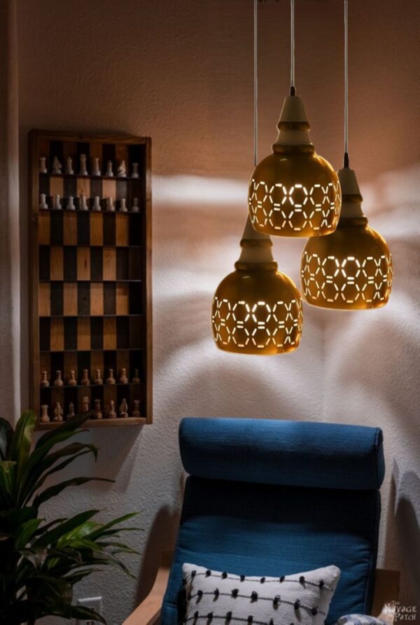 Golden Hanging/Pendant Light with White Layer, Ceiling Light for Restaurant, Hotels, Cafe & Home Decor - Image 2