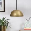 Round Pendant Hanging Metal Light Antique Decor Office Hotel Lighting, Industrial Style, Chrome Pendant Light, Pack of 2 (Golden) - Image 2