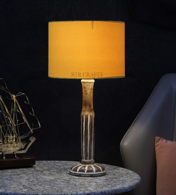 Vintage Wooden Table Lamp Suitable For Bedroom Office And Living Room, Pack Of 1(Complete Set)