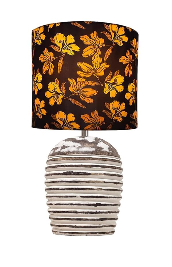 Wooden Table Lamp for Home Decor Bedside Table Lamp Night lamp for Living & Dining Room Gifting Items (Golden Floral) - Image 3