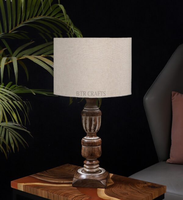 Rustic Wooden Table Lamp Suitable For Bedroom Office And Living Room, Pack Of 1(Complete Set) - Image 2