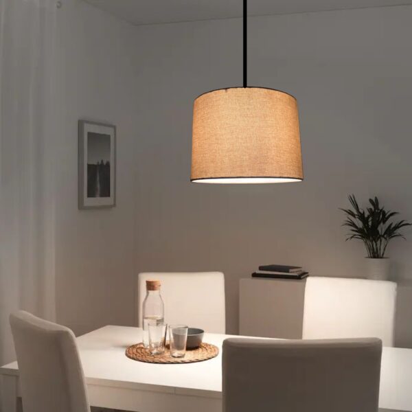Pack of 2 |12'' Beige Hanging Shade, Decorative Light Lamp for Living Room, Home, Bedroom, Home Décor Lightning, Black/Silver Canopy - Image 2