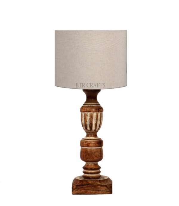 Rustic Wooden Table Lamp Suitable For Bedroom Office And Living Room, Pack Of 1(Complete Set) - Image 3