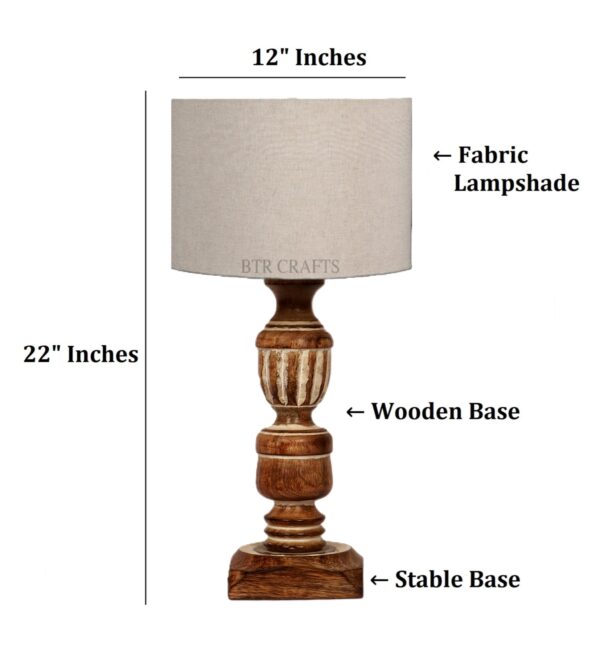 Rustic Wooden Table Lamp Suitable For Bedroom Office And Living Room, Pack Of 1(Complete Set) - Image 4