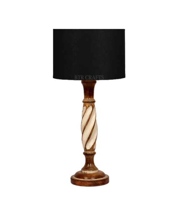 Twister Wooden Table Lamp, Side Table lamp for Bedroom, Night Table lamp Complete Set-(Black) - Image 3