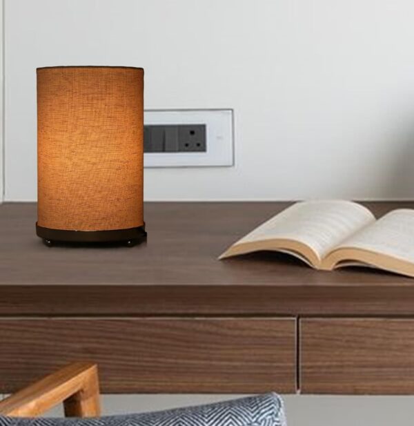 Small Round Table Lamp with Attached Metal Stand for Bedside, Study Table, Home Décor (Flex-texture) - Image 3