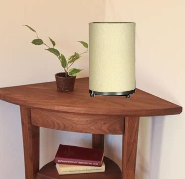 Small Round Table Lamp with Attached Metal Stand for Bedside, Study Table, Home Décor (Mustered Yellow) - Image 3