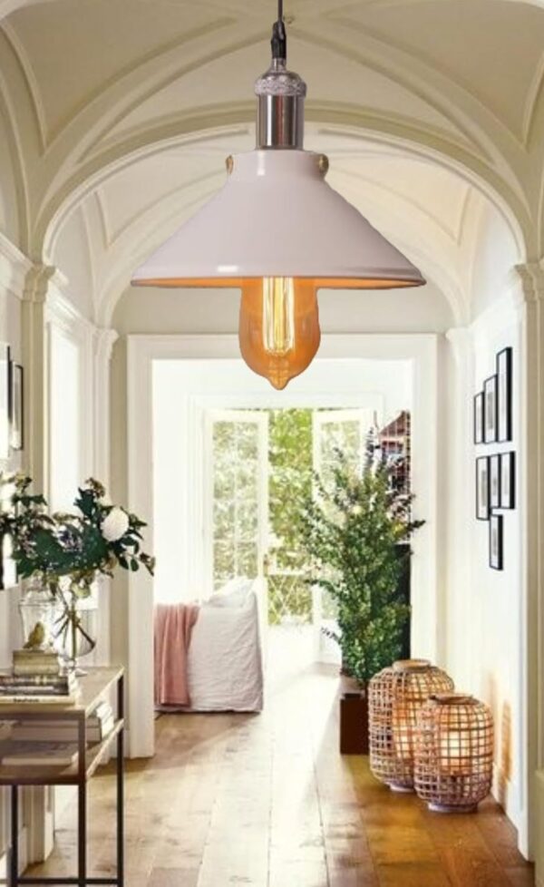Hanging Light, E27 Antique Home Decor Hanging Lights for Home Decoration, Pendant Light, Pack of 1 White(Silver) - Image 3