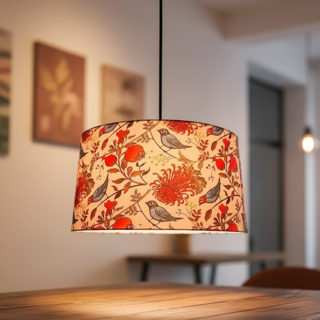 BTR Crafts Pack of 2 |16'' Printed Bird Hanging Shade, Decorative Light Lamp for Living Room, Home, Bedroom, Home Décor Lightning, Black/Silver Canopy