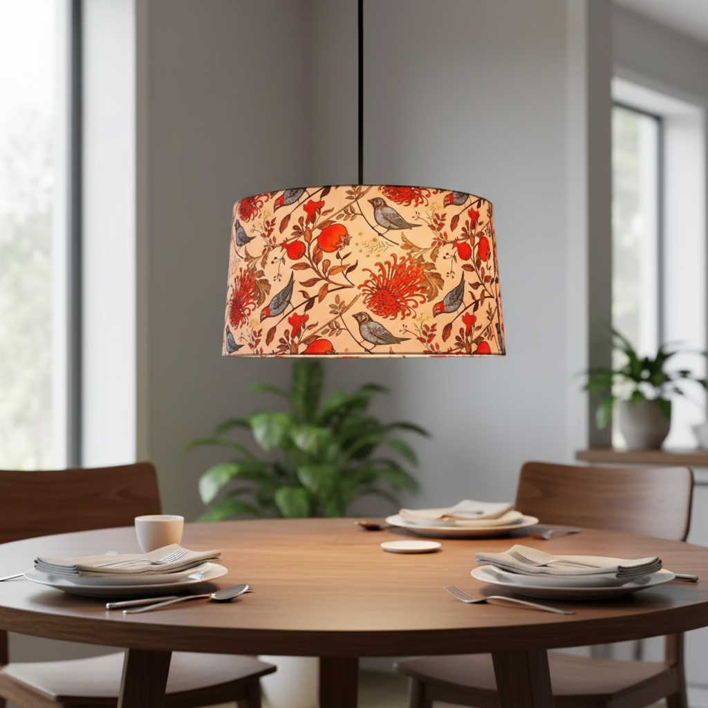 BTR Crafts Pack of 2 |18'' Printed Bird Hanging Shade, Decorative Light Lamp for Living Room, Home, Bedroom, Home Décor Lightning, Black/Silver Canopy - Image 3