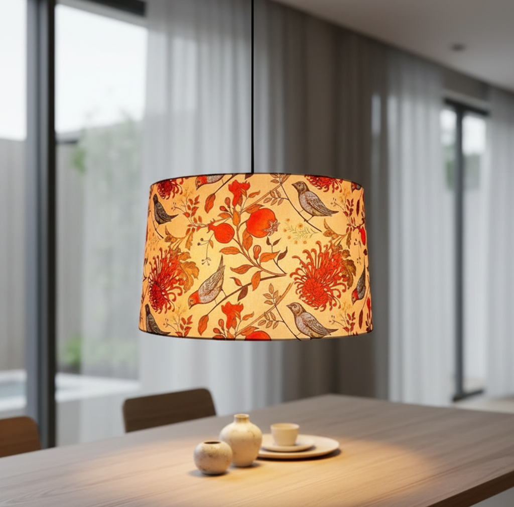 BTR Crafts Pack of 2 |14'' Printed Bird Hanging Shade, Decorative Light Lamp for Living Room, Home, Bedroom, Home Décor Lightning, Black/Silver Canopy