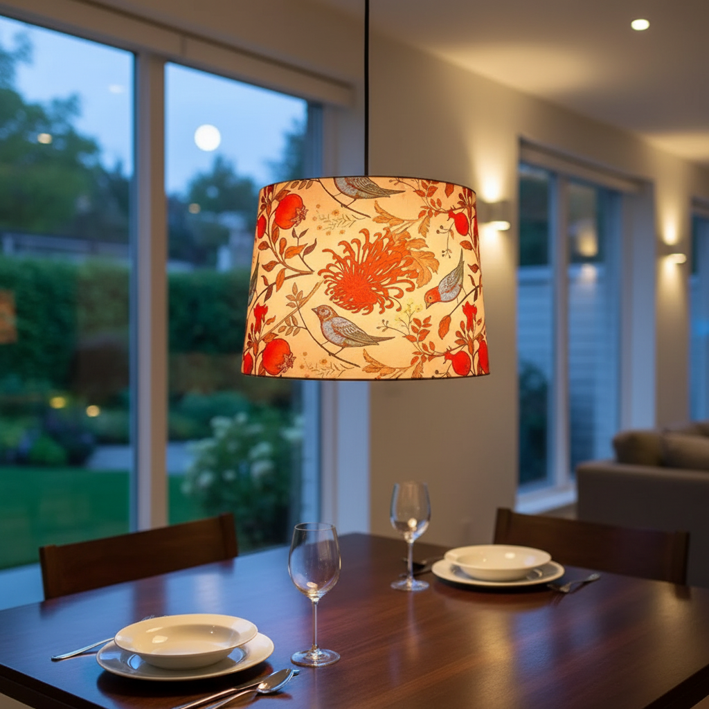 BTR Crafts Pack of 2 |10'' Printed Bird Hanging Shade, Decorative Light Lamp for Living Room, Home, Bedroom, Home Décor Lightning, Black/Silver Canopy