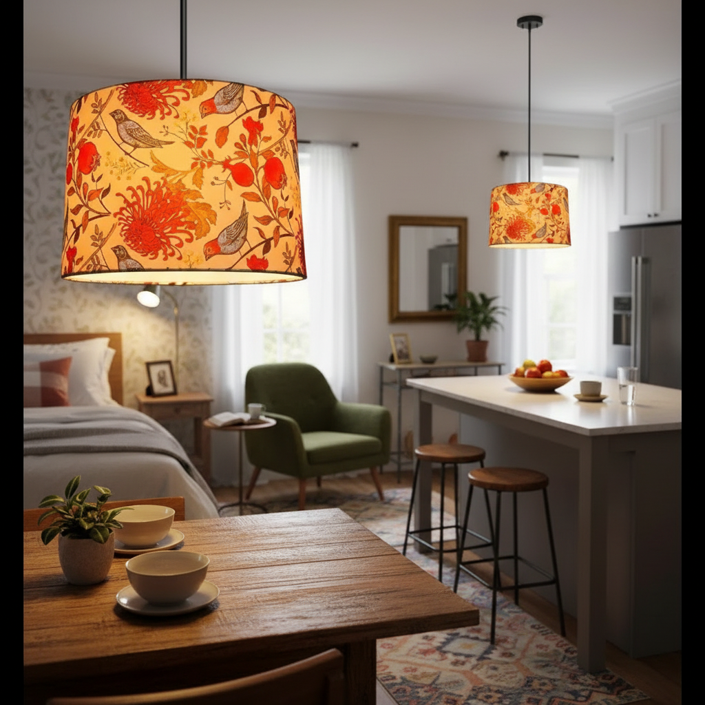 BTR Crafts Pack of 2 |12'' Printed Bird Hanging Shade, Decorative Light Lamp for Living Room, Home, Bedroom, Home Décor Lightning, Black/Silver Canopy - Image 14