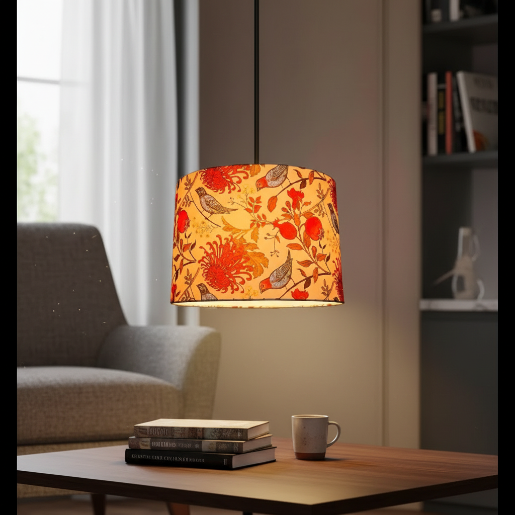 BTR Crafts Pack of 2 |12'' Printed Bird Hanging Shade, Decorative Light Lamp for Living Room, Home, Bedroom, Home Décor Lightning, Black/Silver Canopy - Image 2