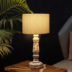 Retro Wooden Table Lamp Suitable For Bedroom Office And Living Room, Pack Of 1(Complete Set)