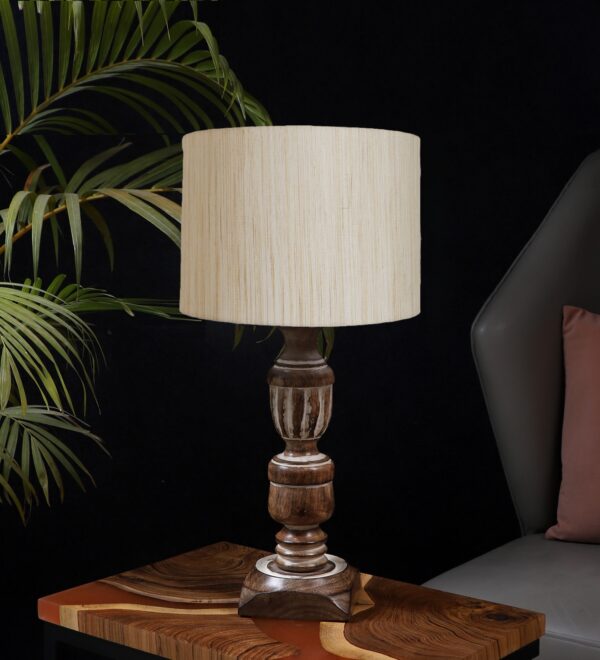 Rustic Wooden Table Lamp Suitable For Bedroom Office And Living Room, Pack Of 1(Complete Set) - Image 2