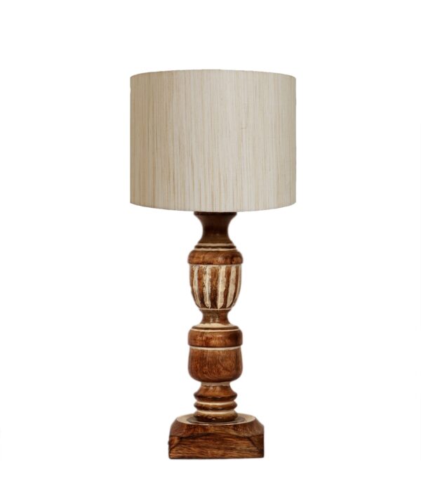 Rustic Wooden Table Lamp Suitable For Bedroom Office And Living Room, Pack Of 1(Complete Set) - Image 3