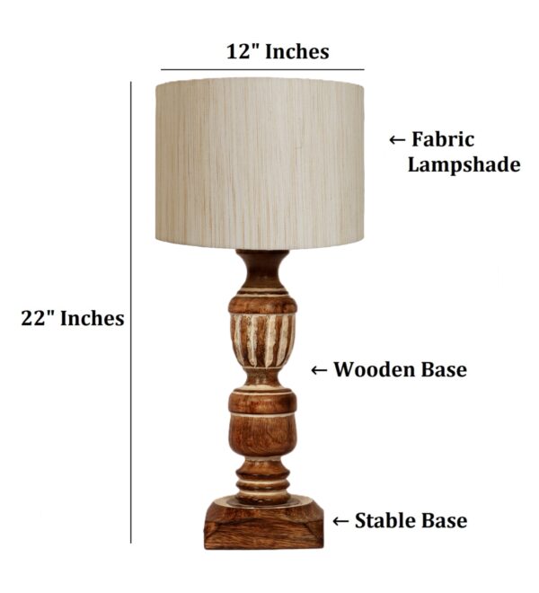 Rustic Wooden Table Lamp Suitable For Bedroom Office And Living Room, Pack Of 1(Complete Set) - Image 4