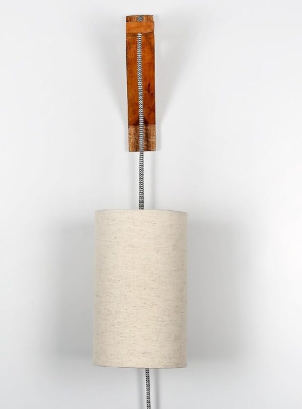 Cylinder Wall Light with Wooden Suppoter, Hanging Wall, Bedside & Study Table, Wall Lamp(Flex) - Image 3