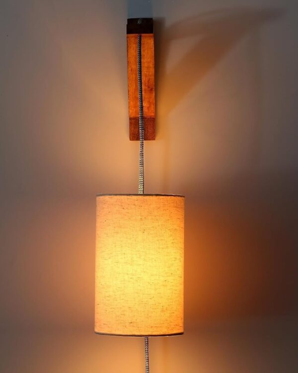Cylinder Wall Light with Wooden Suppoter, Hanging Wall, Bedside & Study Table, Wall Lamp(Flex) - Image 4