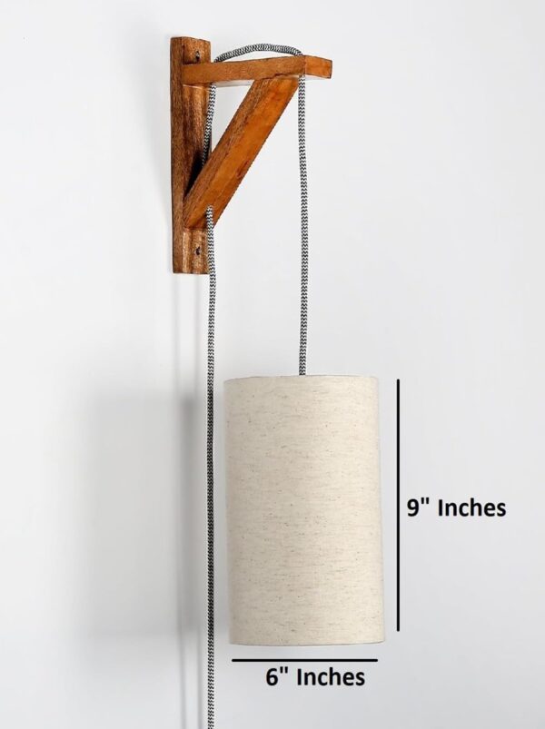Cylinder Wall Light with Wooden Suppoter, Hanging Wall, Bedside & Study Table, Wall Lamp(Flex) - Image 5