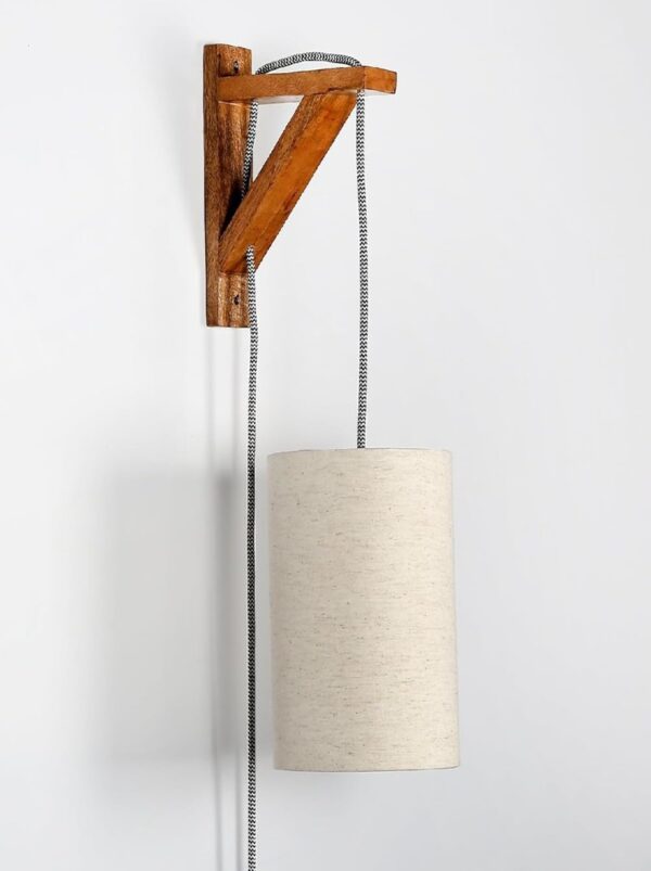 Cylinder Wall Light with Wooden Suppoter, Hanging Wall, Bedside & Study Table, Wall Lamp(Flex) - Image 2