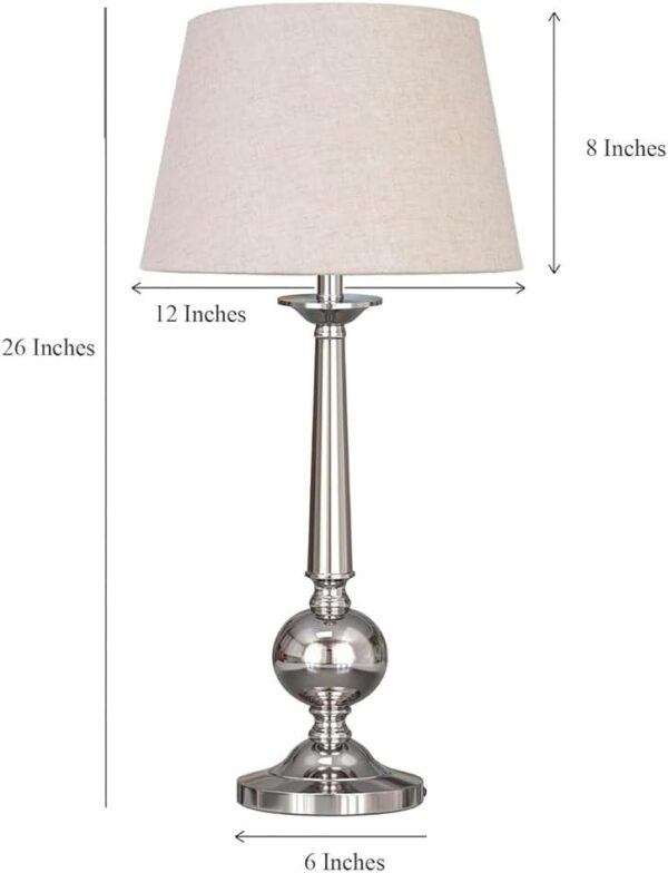 Ancient Brass Table Lamp with Shade, Gold Finished, Suitable for Table Bedroom, Living Room, Hotels, Restaurants, Cafe & Home Decor (Royal (Nickel)) - Image 4