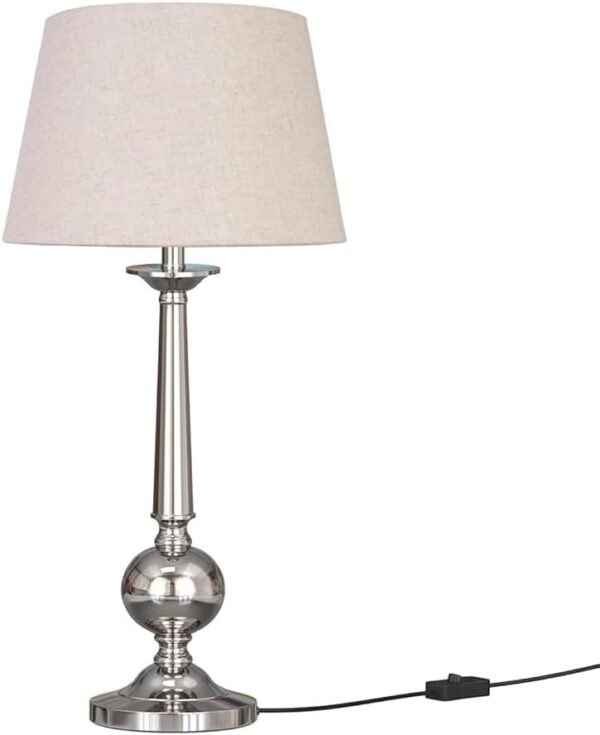 Ancient Brass Table Lamp with Shade, Gold Finished, Suitable for Table Bedroom, Living Room, Hotels, Restaurants, Cafe & Home Decor (Royal (Nickel)) - Image 3