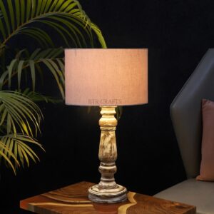 Retro Wooden Table Lamp Suitable For Bedroom Office And Living Room, Pack Of 1(Complete Set)