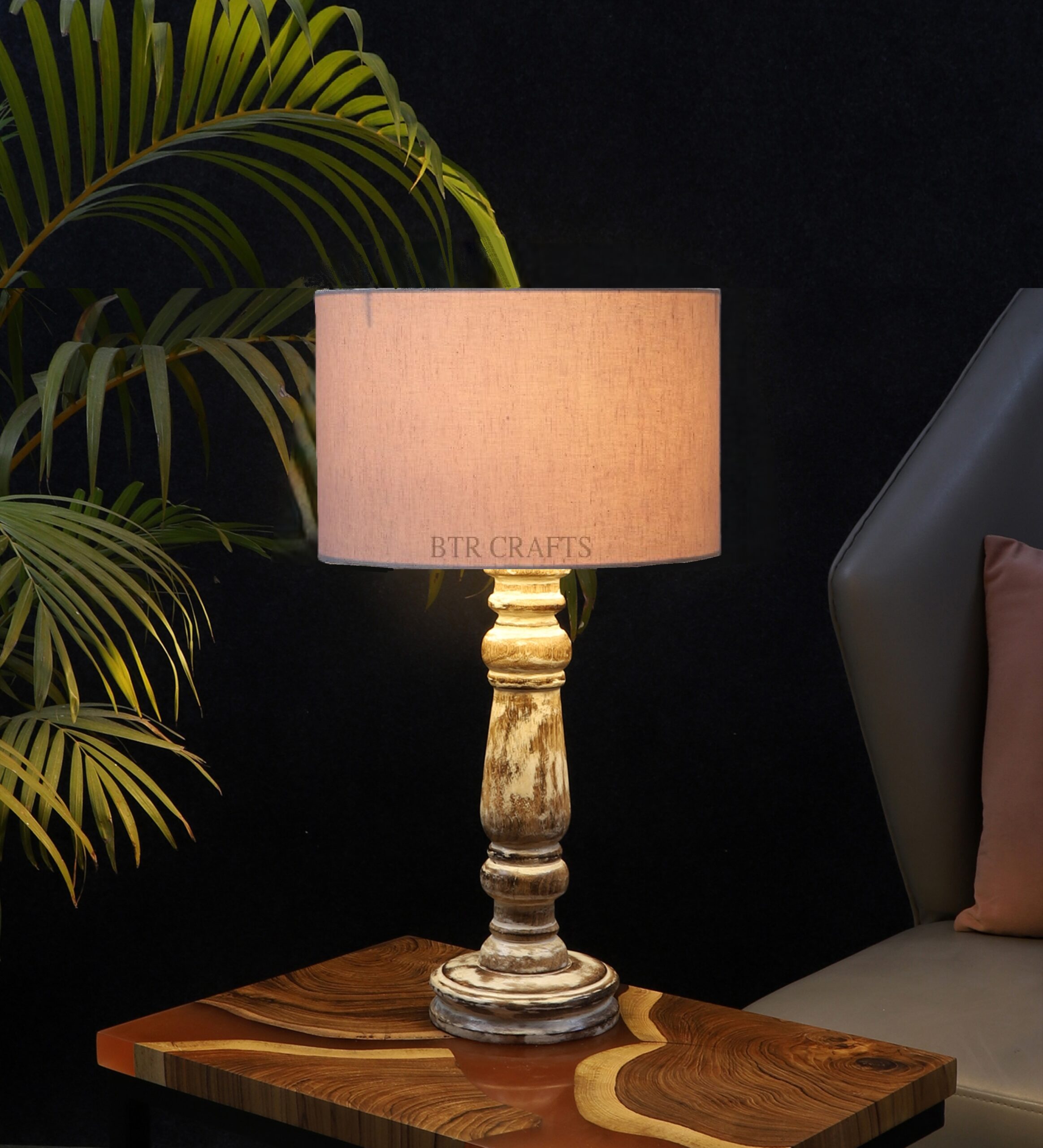 Retro Wooden Table Lamp Suitable For Bedroom Office And Living Room, Pack Of 1(Complete Set)