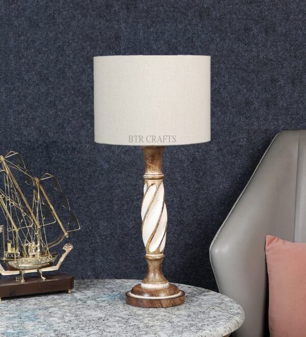 Twister Wooden Table Lamp, Side Table lamp for Bedroom, Night Table lamp Complete Set-(Flex) - Image 2