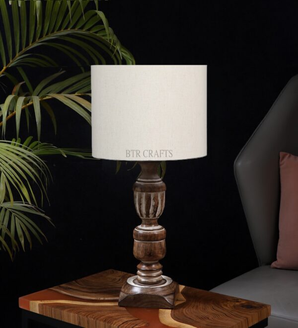 Rustic Wooden Table Lamp Suitable For Bedroom Office And Living Room, Pack Of 1(Complete Set) - Image 2