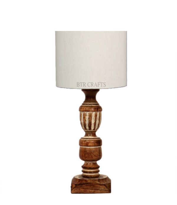 Rustic Wooden Table Lamp Suitable For Bedroom Office And Living Room, Pack Of 1(Complete Set) - Image 3