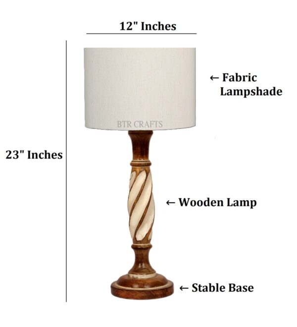 Twister Wooden Table Lamp, Side Table lamp for Bedroom, Night Table lamp Complete Set-(Flex) - Image 4
