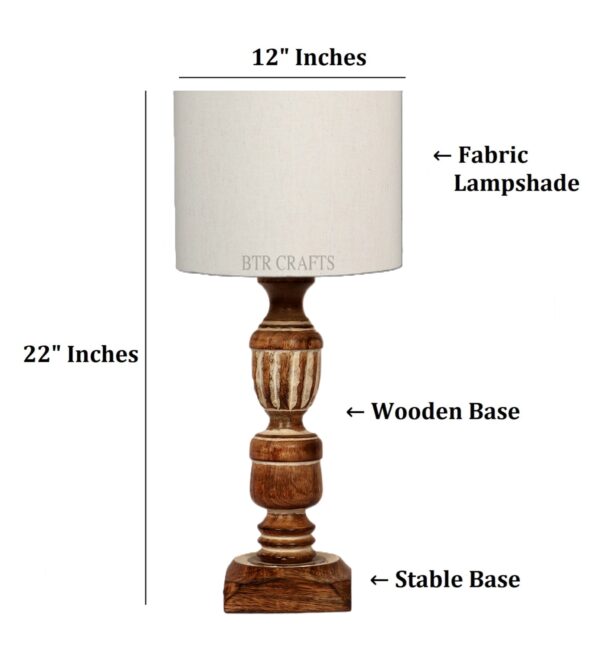 Rustic Wooden Table Lamp Suitable For Bedroom Office And Living Room, Pack Of 1(Complete Set) - Image 4