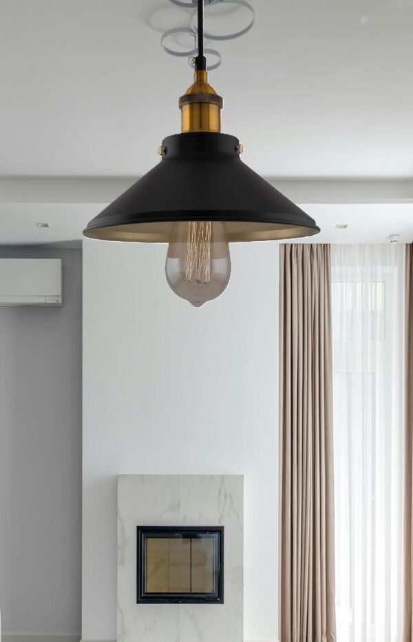 Hanging Light, E27 Antique Home Decor Hanging Lights for Home Decoration, Pendant Light, Pack of 1 Black(Gold) - Image 2
