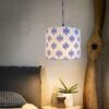 Kolam-Style Motif Pendant Light Suitable for Bedroom Living and Dining Room & Cultural or Themed Spaces, Hanging Ceiling Light Fixture, Silver/Black Canopy (10 Inches)