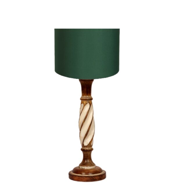 Twister Wooden Table Lamp, Side Table lamp for Bedroom, Night Table lamp Complete Set-(Green) - Image 3