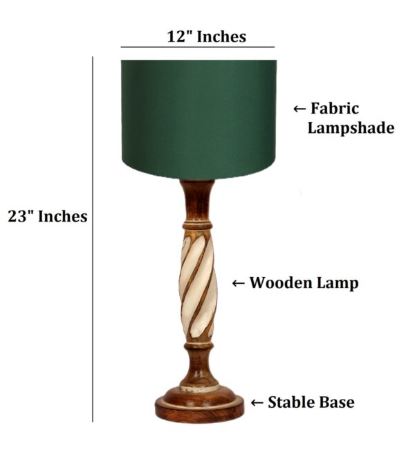 Twister Wooden Table Lamp, Side Table lamp for Bedroom, Night Table lamp Complete Set-(Green) - Image 4
