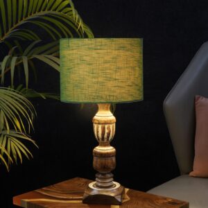 Rustic Wooden Table Lamp Suitable For Bedroom Office And Living Room, Pack Of 1(Complete Set)