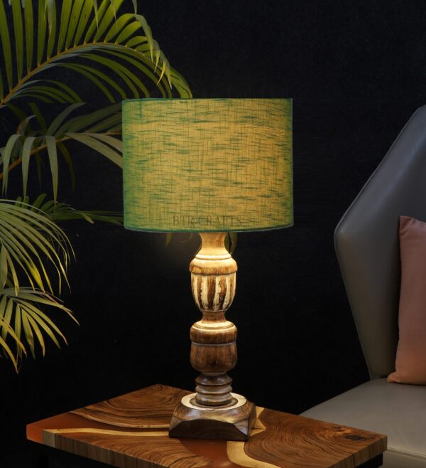Rustic Wooden Table Lamp Suitable For Bedroom Office And Living Room, Pack Of 1(Complete Set)