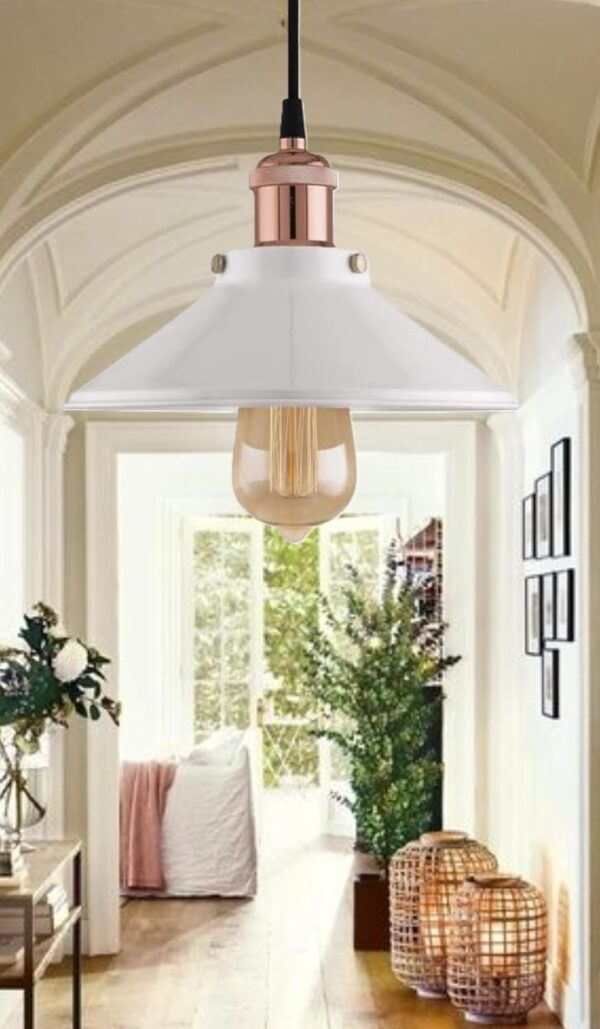 Hanging Light, E27 Antique Home Decor Hanging Lights for Home Decoration, Pendant Light, Pack of 1 White(Copper) - Image 2