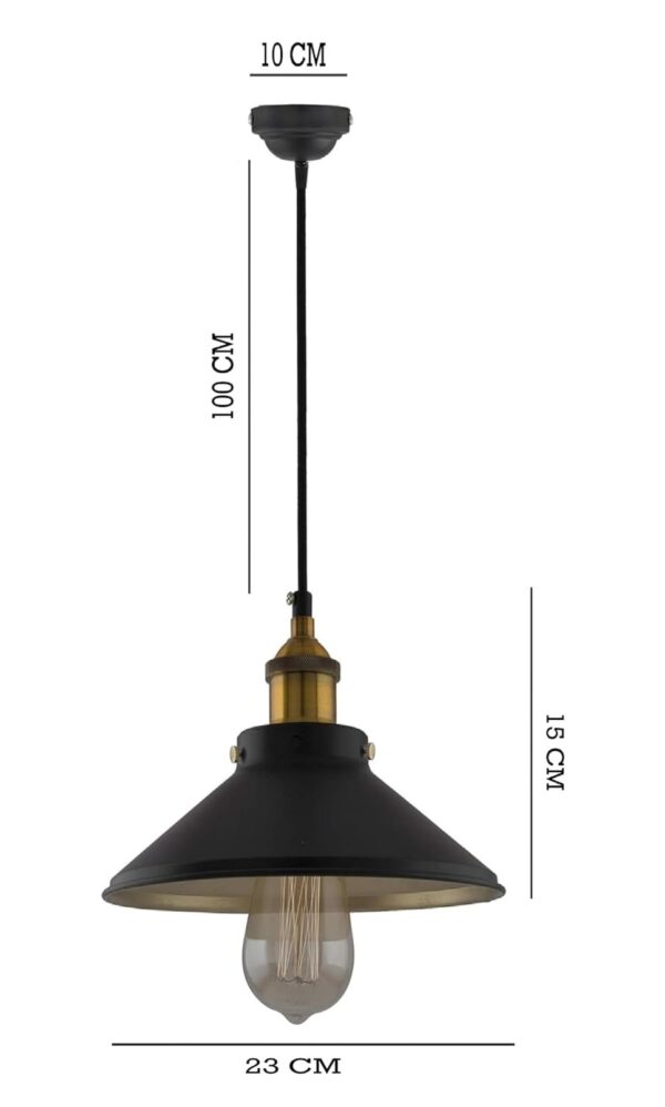 Hanging Light, E27 Antique Home Decor Hanging Lights for Home Decoration, Pendant Light, Pack of 1 Black(Gold) - Image 4