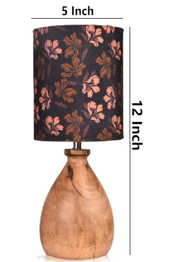 Wooden Table Lamp for Home Decor Bedside Table Lamp Night lamp for Living & Dining Room Gifting Items (Floral Gold) - Image 3